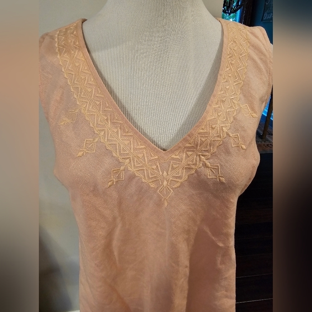 Peruvian Connection Size XS Petal Provence Tank Linen Blend Embroidered NWT - Picture 3 of 11